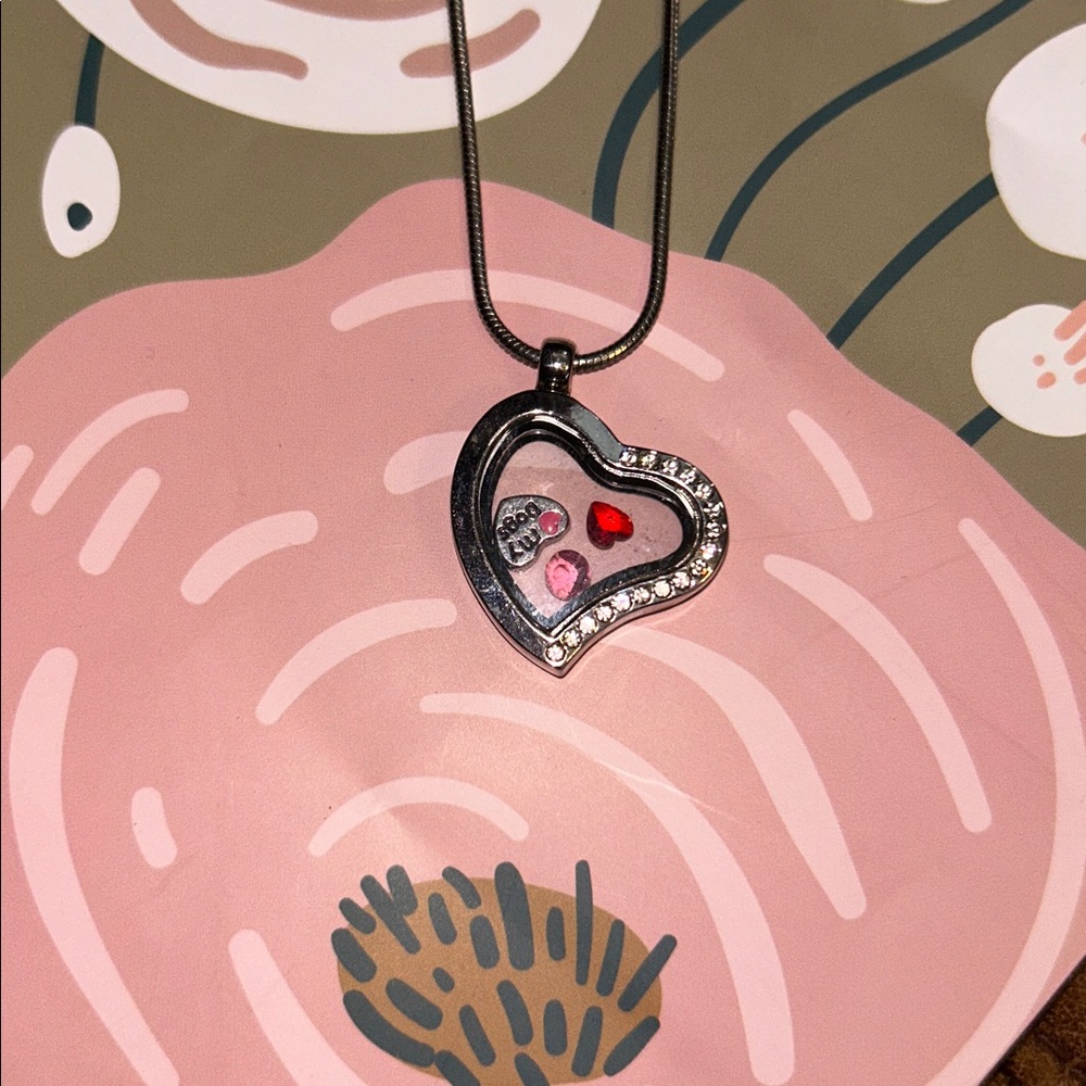 Origami Heart Floating Locket Interchangeable Cha… - image 2